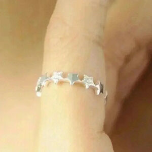 NEW 925 Stamped Sterling Silver White Sapphire Stars Ring